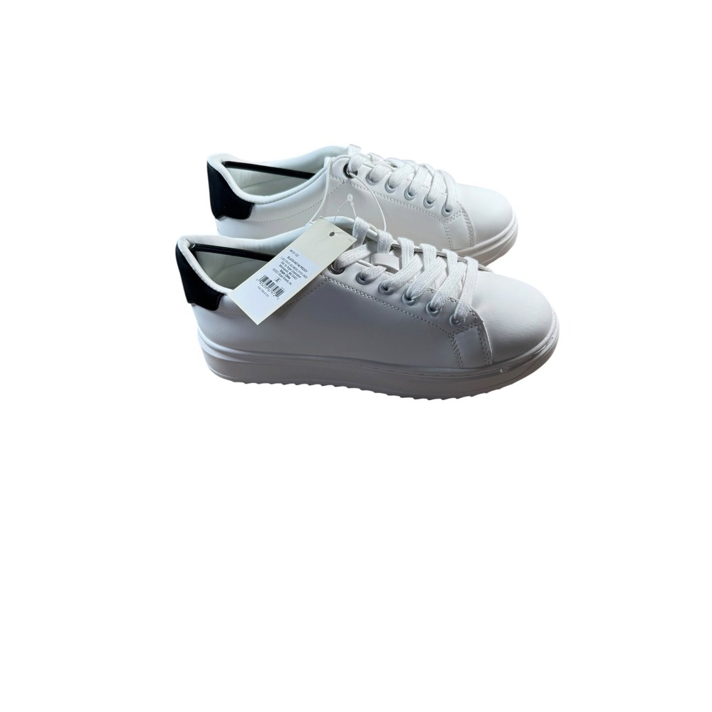 A New Day Peggy Sneakers White Black Low Top Lace Up Platform Shoes Womens 8